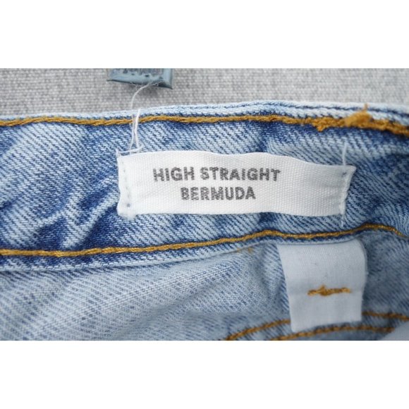 Cotton On Denim Shorts Womens 2 Blue High Rise Cutoff Stretch Bermuda - Picture 10 of 11